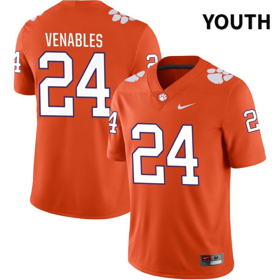 Youth Clemson Tigers Tyler Venables #24 College Orange NIL 2022 NCAA Authentic Jersey Authentic JVK31N6Q